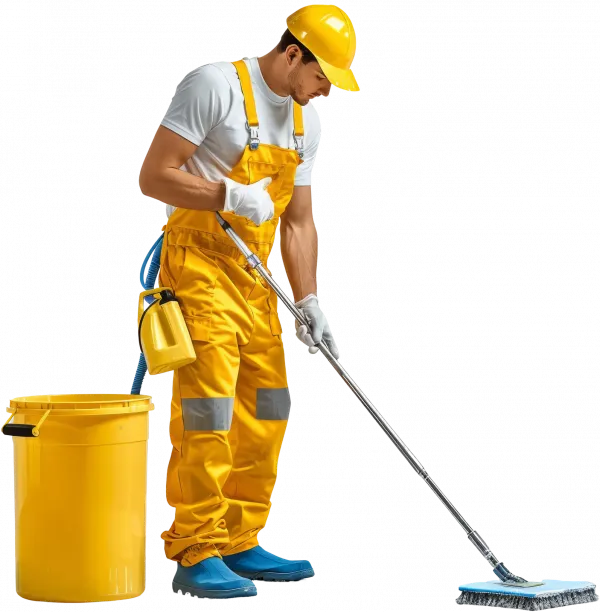 Industriereinigung München- Arbeiter mit Wischmopp