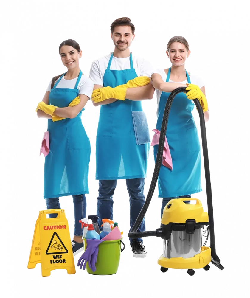 Gebäudereinigung Traunstein - Team mit Putzmitteln